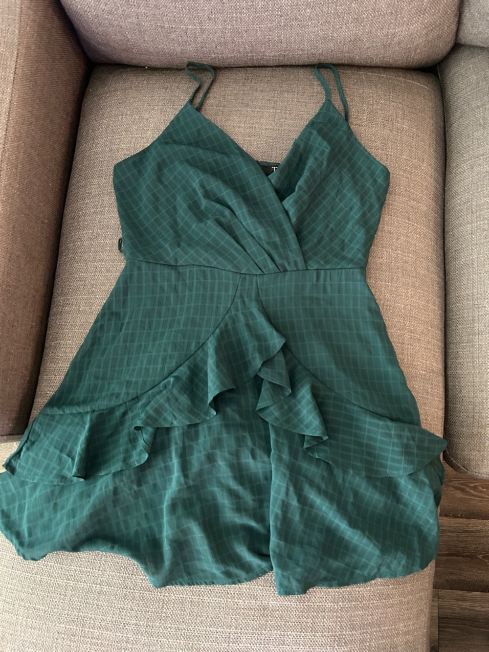 Trixxi Emerald Green Ruffle Wrap Mini Dress